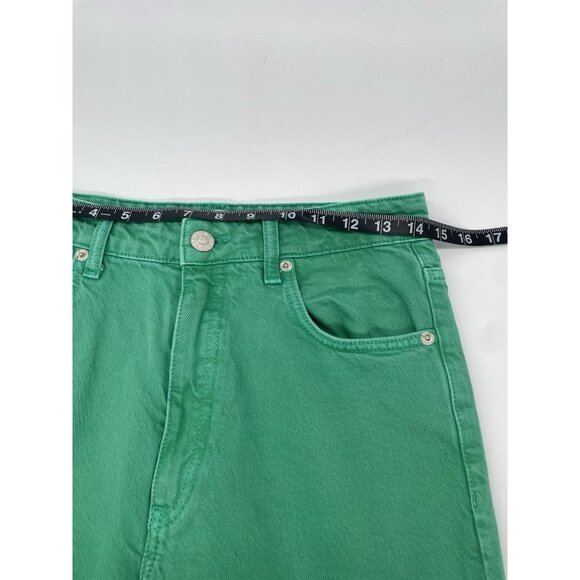 Zara Jeans Womens Sz 6 Green High Rise Wide Leg Frayed Grunge Hipster 28x32 - Picture 6 of 8